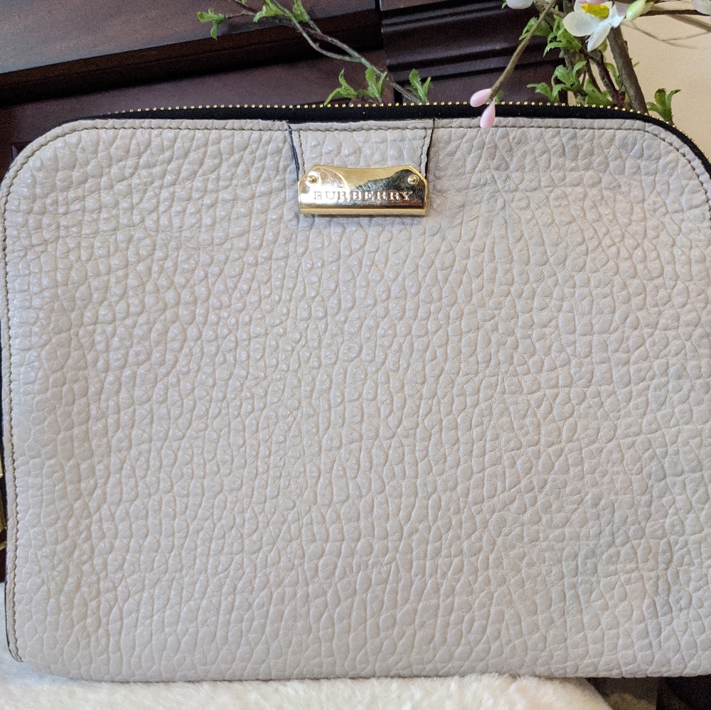 BURBERRY pebbled leather iPad sleeve pouch bag